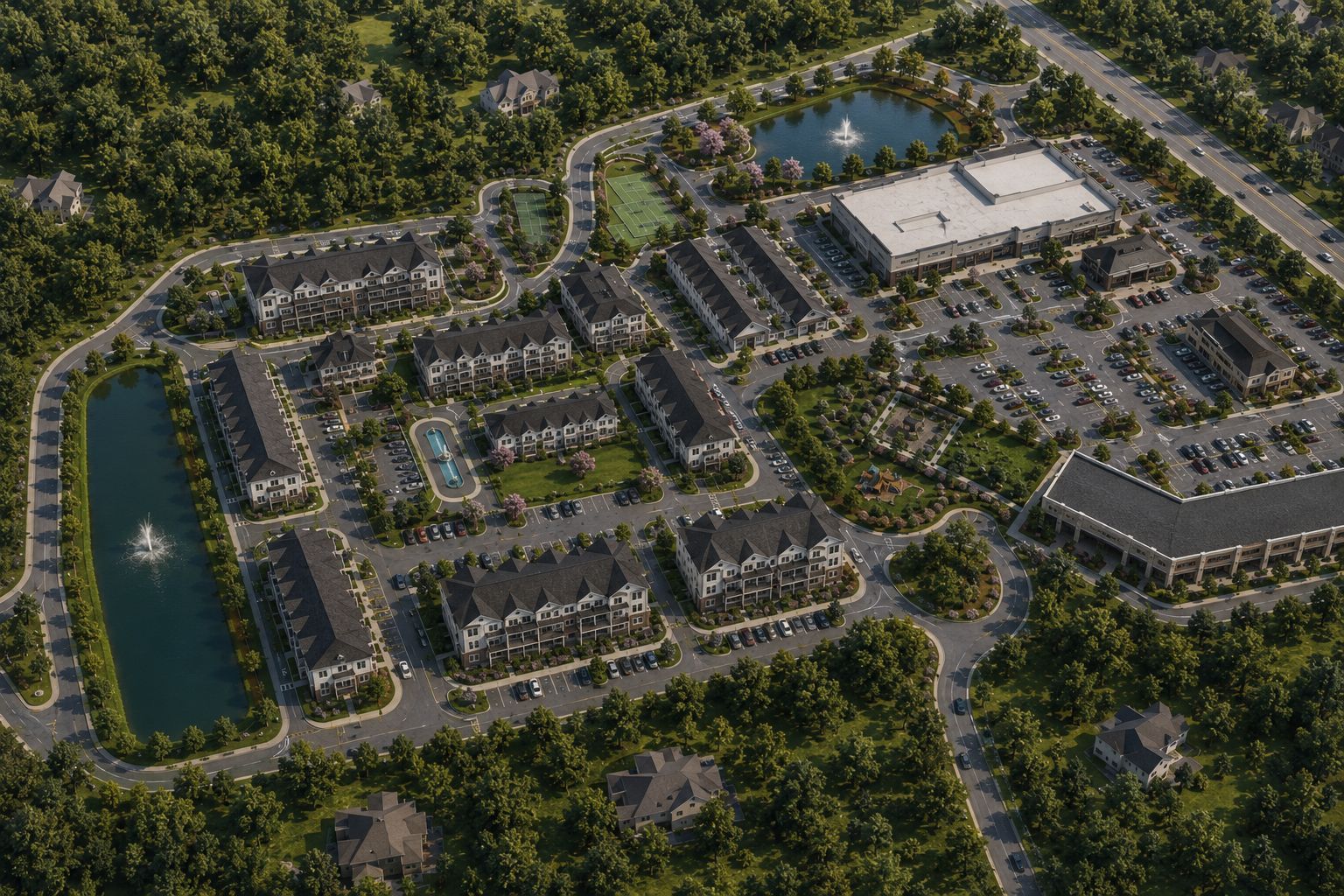 Aerial view of The Woods at Toms River development